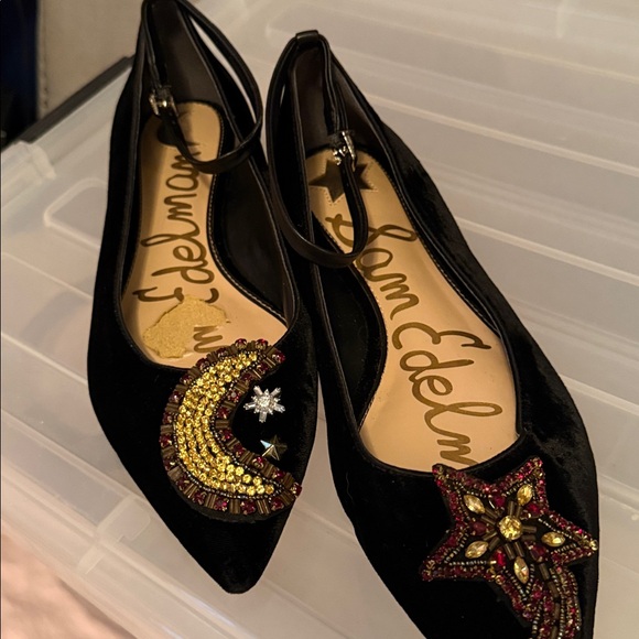 NWOT Sam Edelman lRexley Velvet Ballet Flat w/ Crystal Celestial Embellishments - Picture 12 of 14